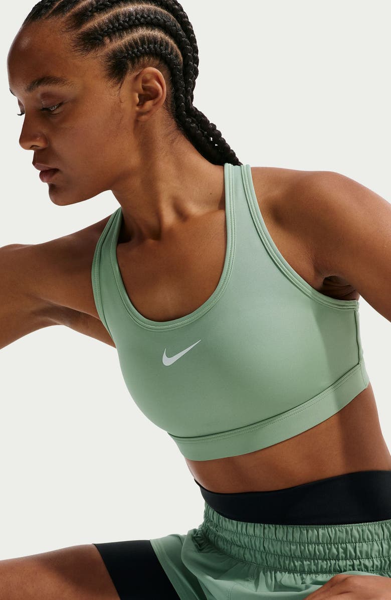 Nike Dri-FIT Swoosh Medium Support Padded Sports Bra, Alternate, color, Steam/ White