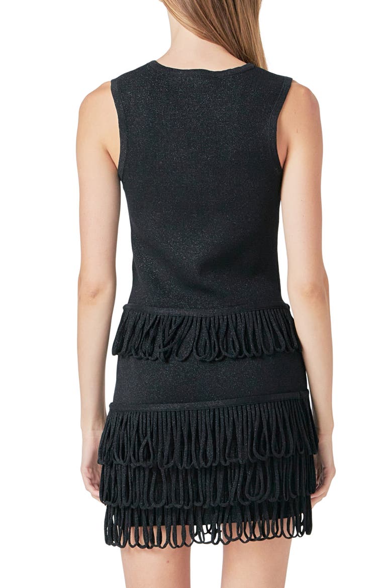 Metallic Knit Loop Fringe Tank, Alternate, color, BLACK