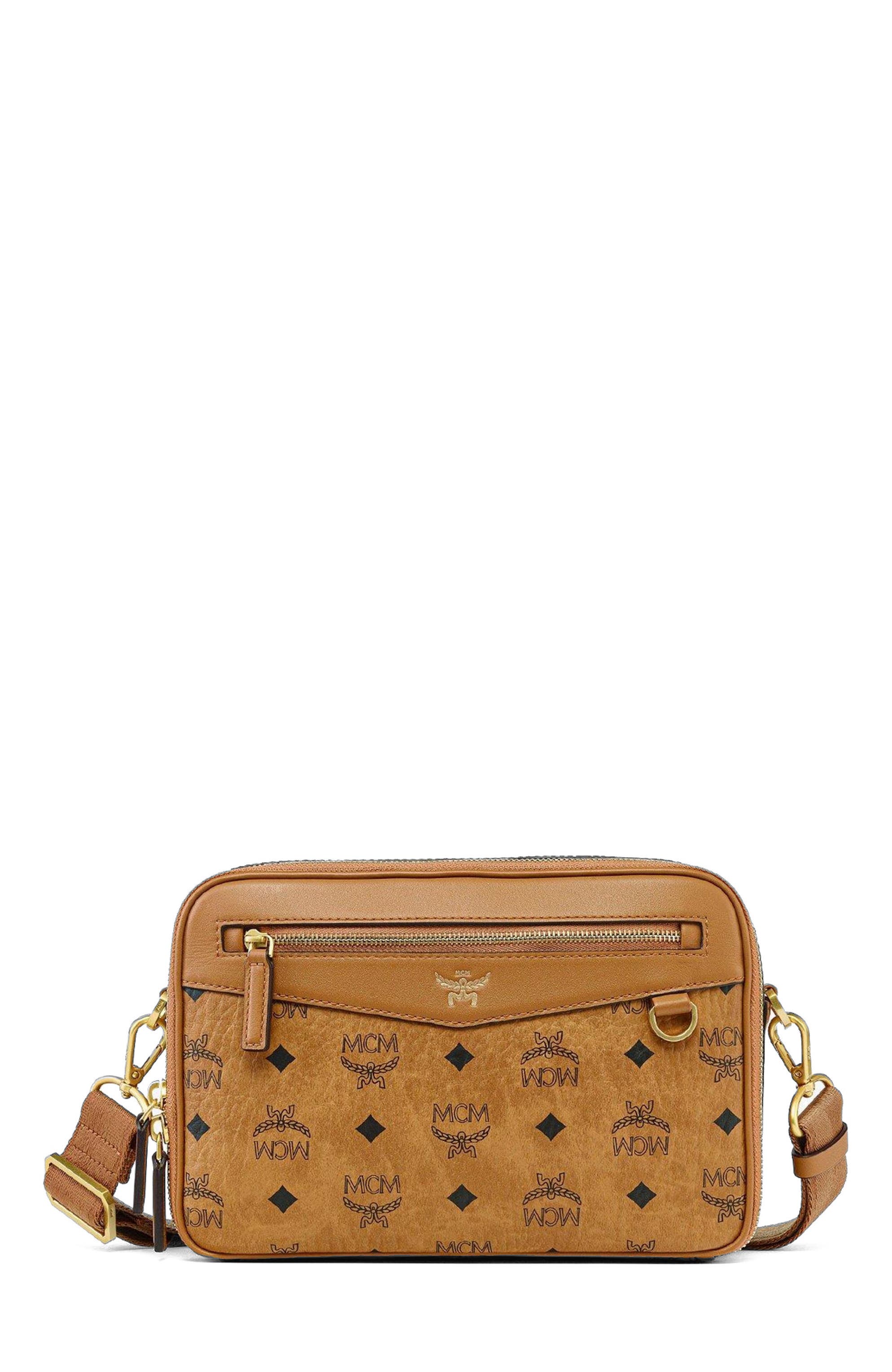 MCM Diamond Camera Bag in Visetos, Main, color, Brown
