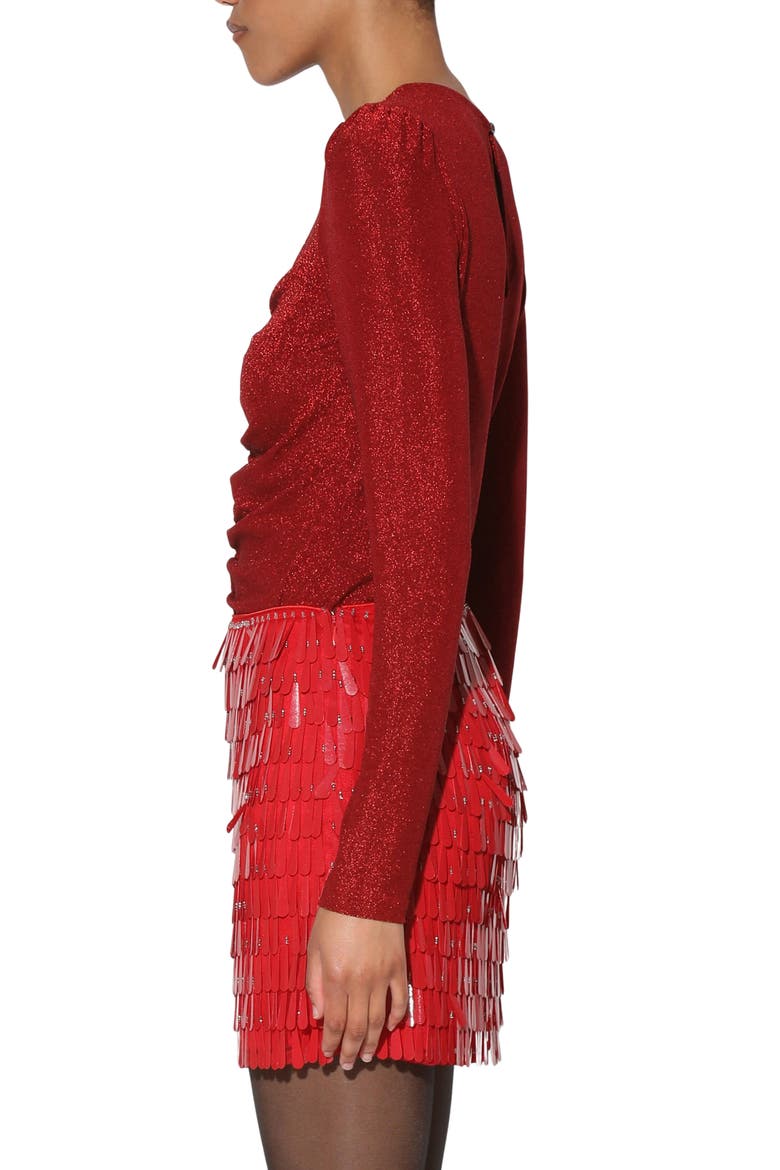 Justine Ruched Shimmer Knit Top, Alternate, color, SHIMMER RED