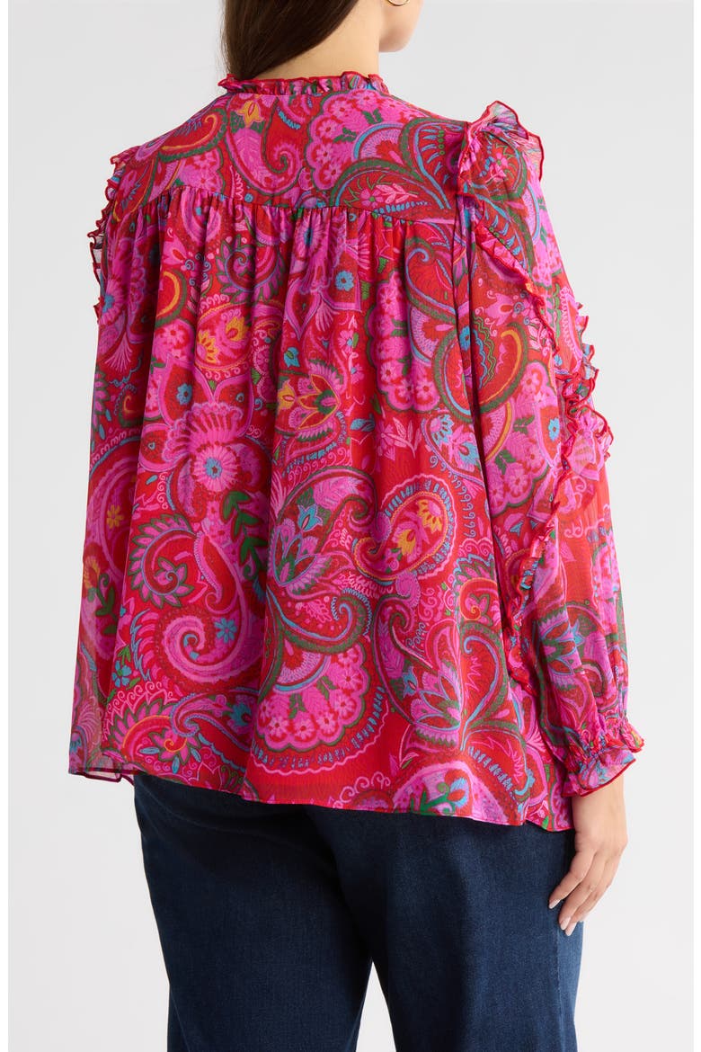 Anais Floral Ruffle Balloon Sleeve Top, Alternate, color, FUCHSIA-MULT