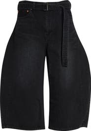 Sacai Belted Crop Denim Barrel Leg Jeans