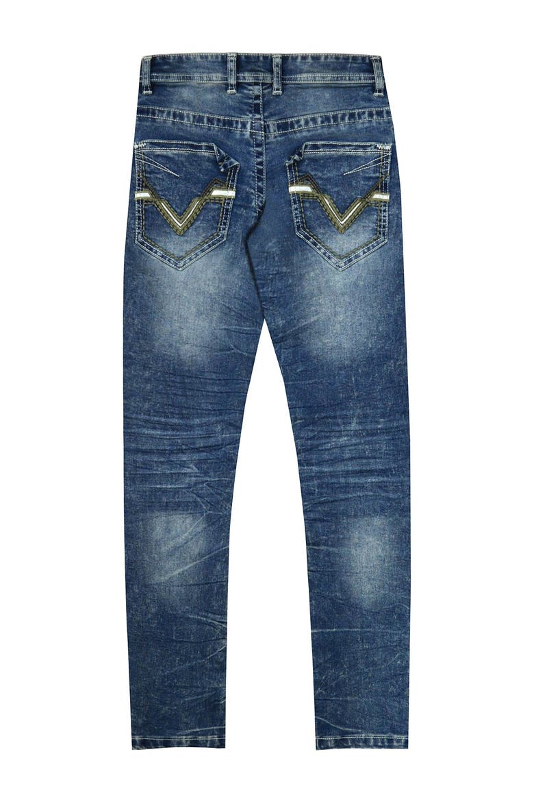 Acid Washed Stretch Slim Fit Jeans, Main, color, MED BLUE