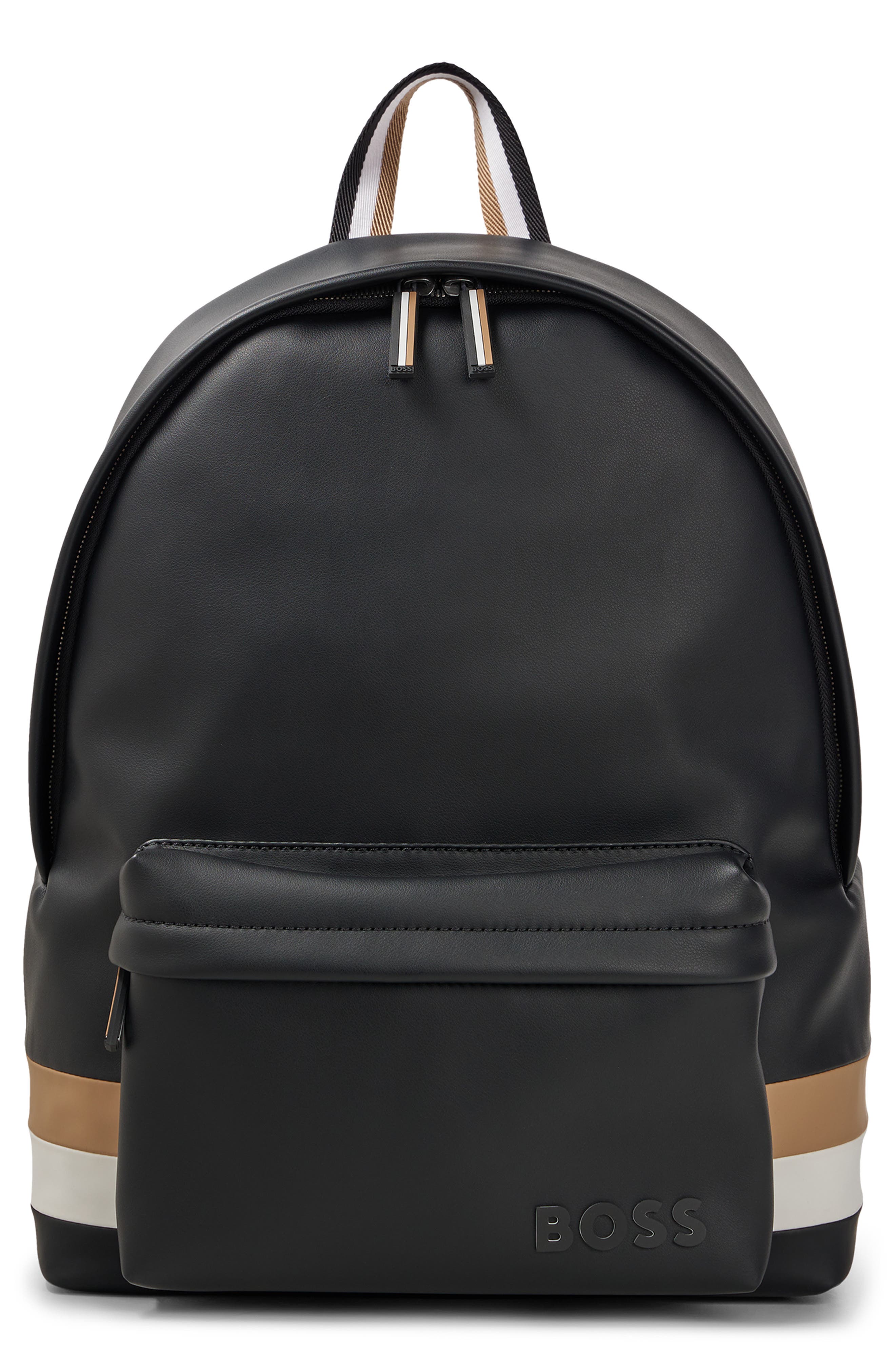 BOSS Byron Faux Leather Backpack, Main, color, 
