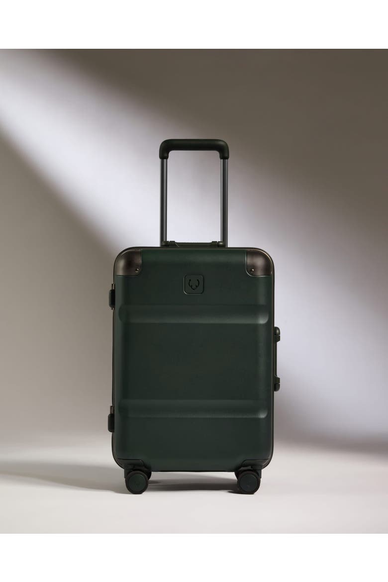 Heritage Stripe Cabin Suitcase, Alternate, color, Dark Forest Green
