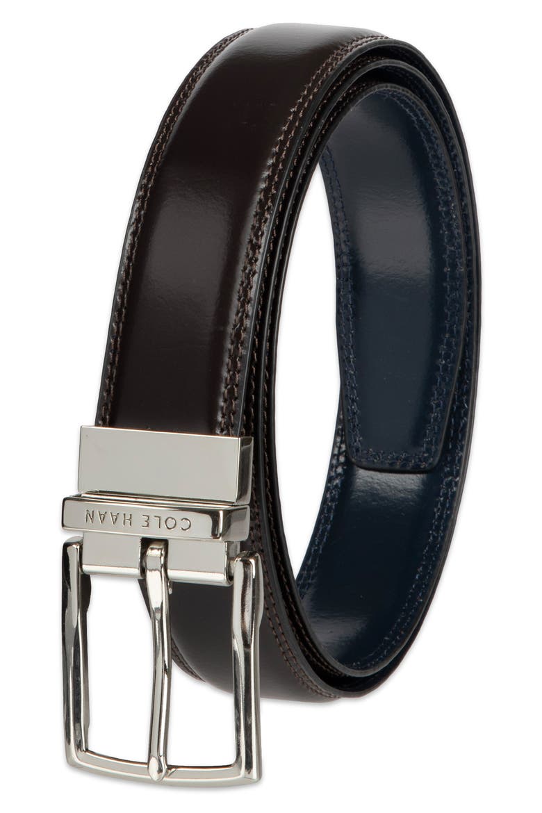 Reversible Leather Belt, Alternate, color, CHOCOLATE / NAVY