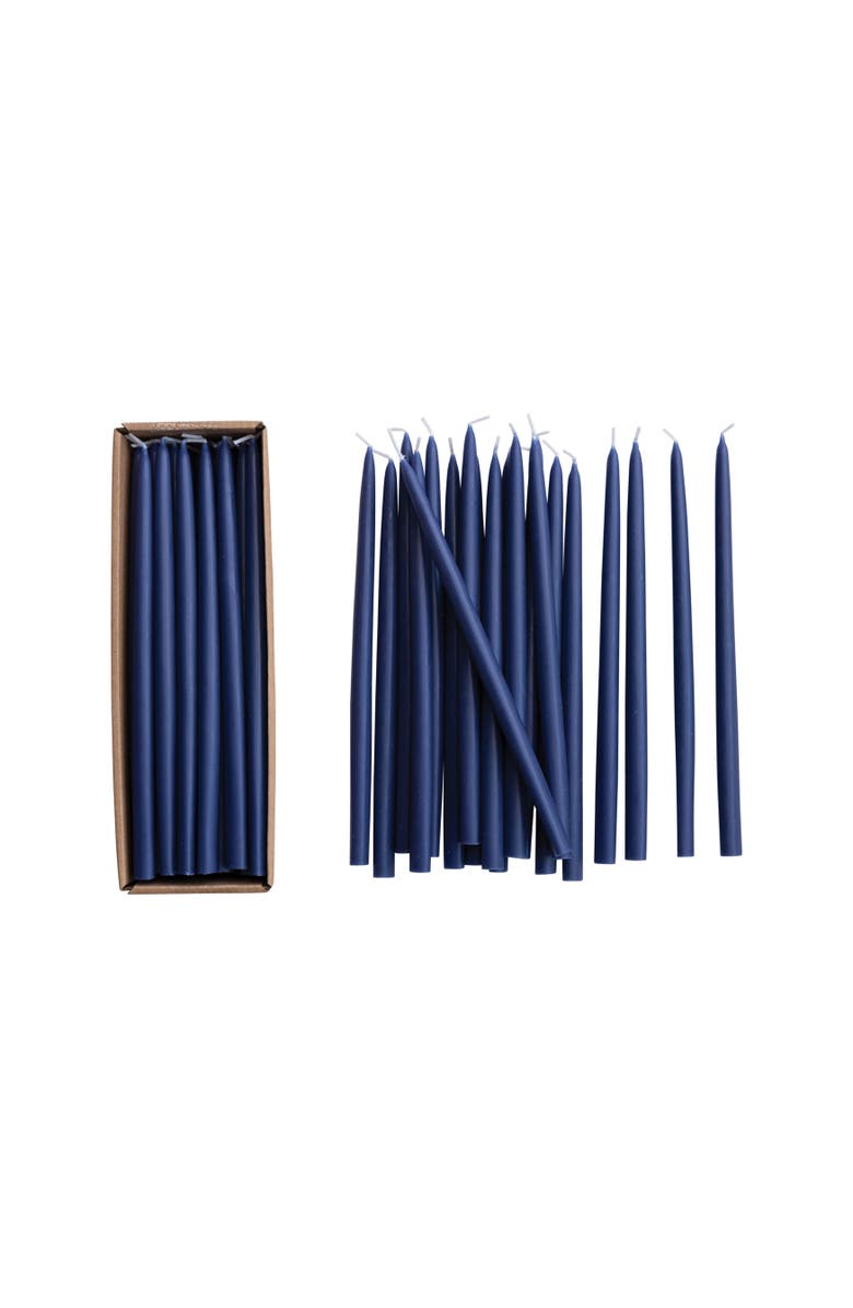 Storied Home 24-Piece Unscented Thin Taper Candles in Box, Navy, Main, color, Navy