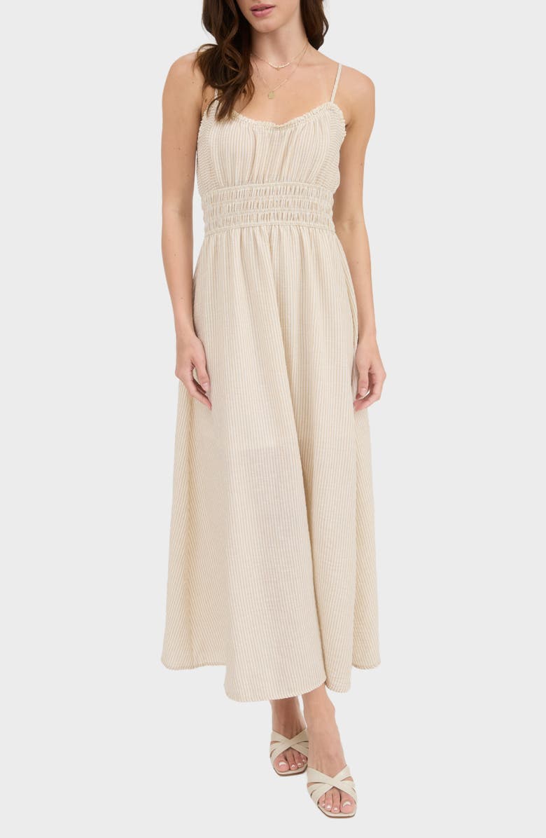 AUGUST SKY Stripe Maxi Dress, Main, color, Khaki