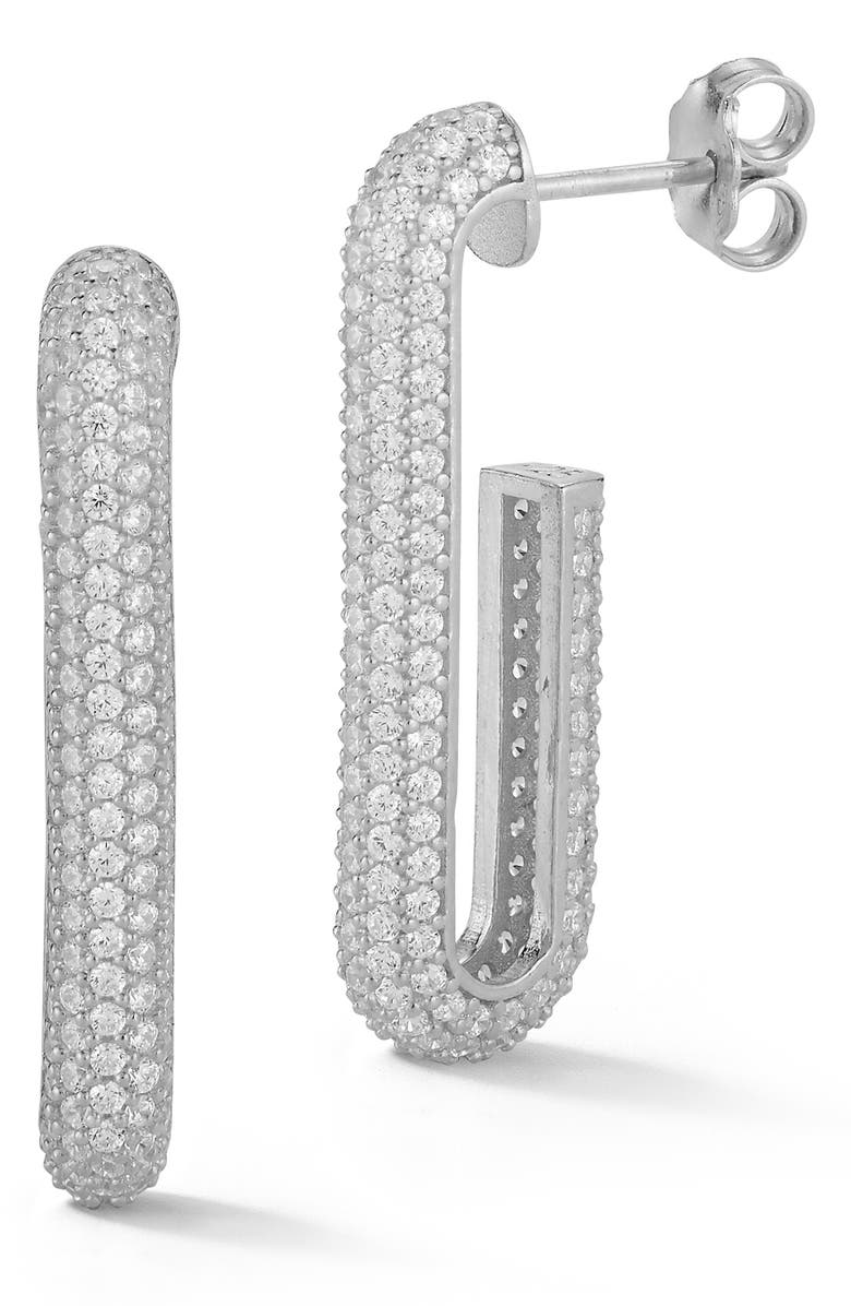 GLAZE JEWELRY Pave CZ Curved Bar Drop Earrings, Main, color,