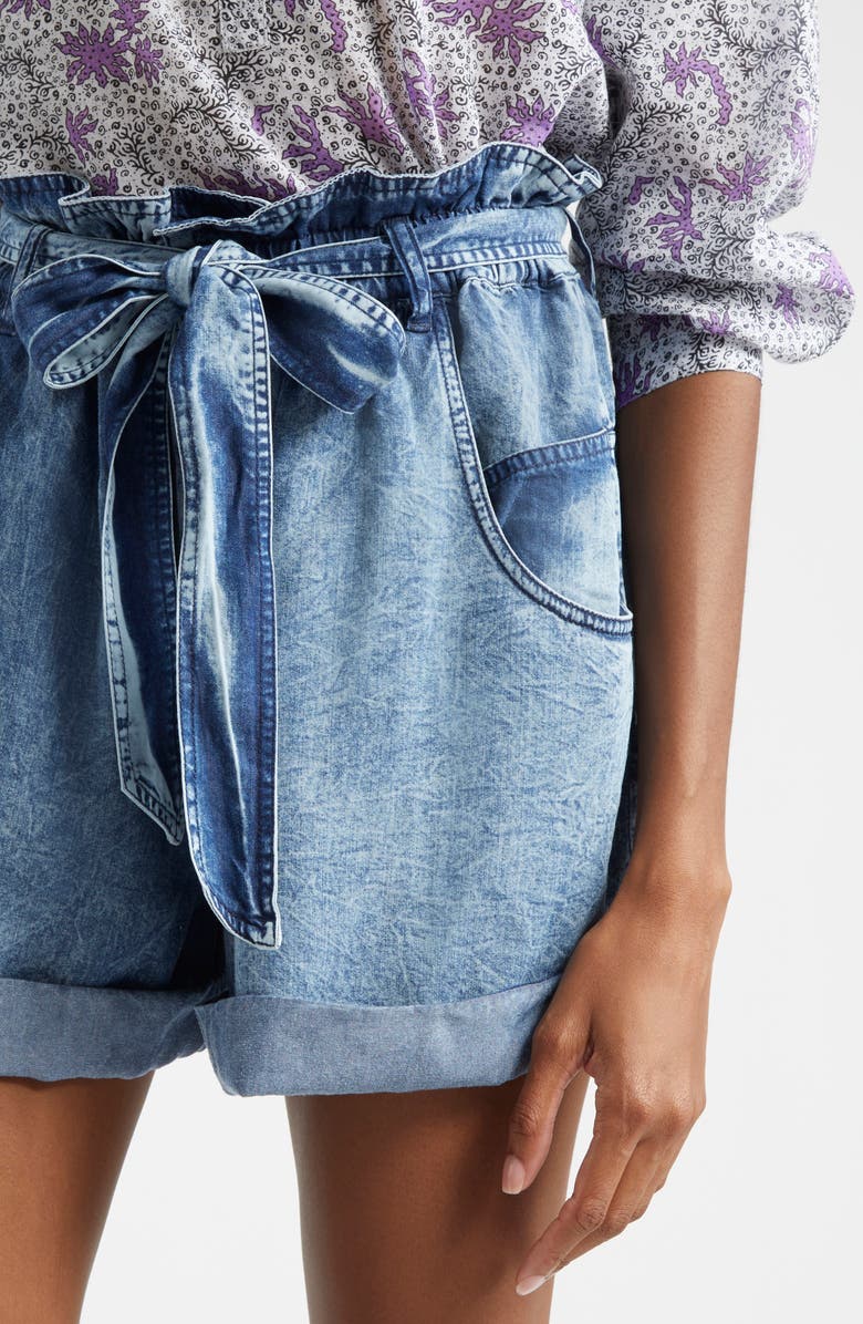 Isabel Marant Étoile Pierine Tie Waist Denim Shorts, Alternate, color, Blue