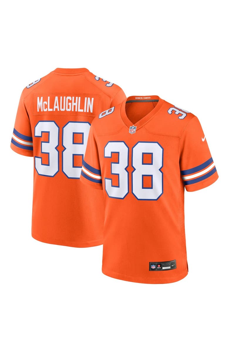 Nike Men's Nike Jaleel McLaughlin Orange Denver Broncos Mile High Collection 1977 Throwback Player Game Jersey, Main, color, Orange