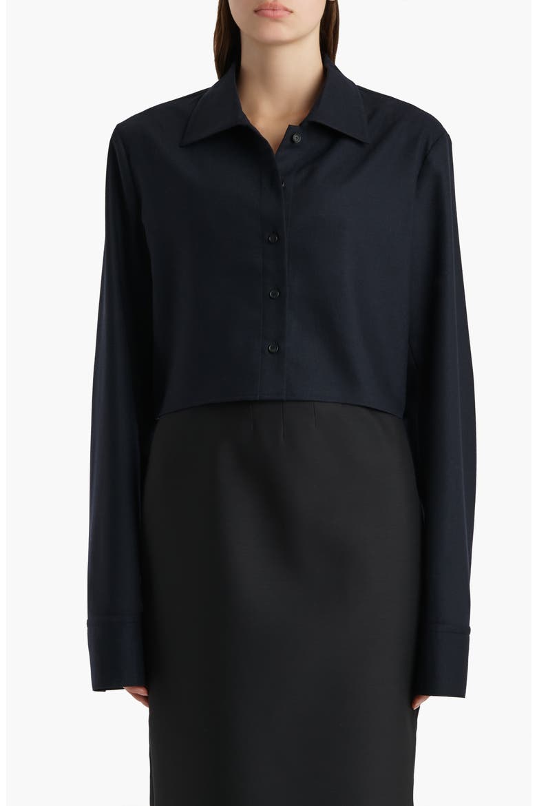 Jasen Crop Button-Up Shirt, Main, color, DARK NAVY