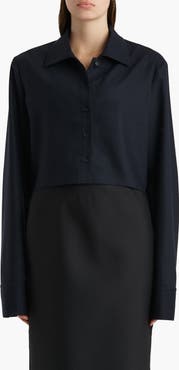 Khaite Jasen Crop Button-Up Shirt