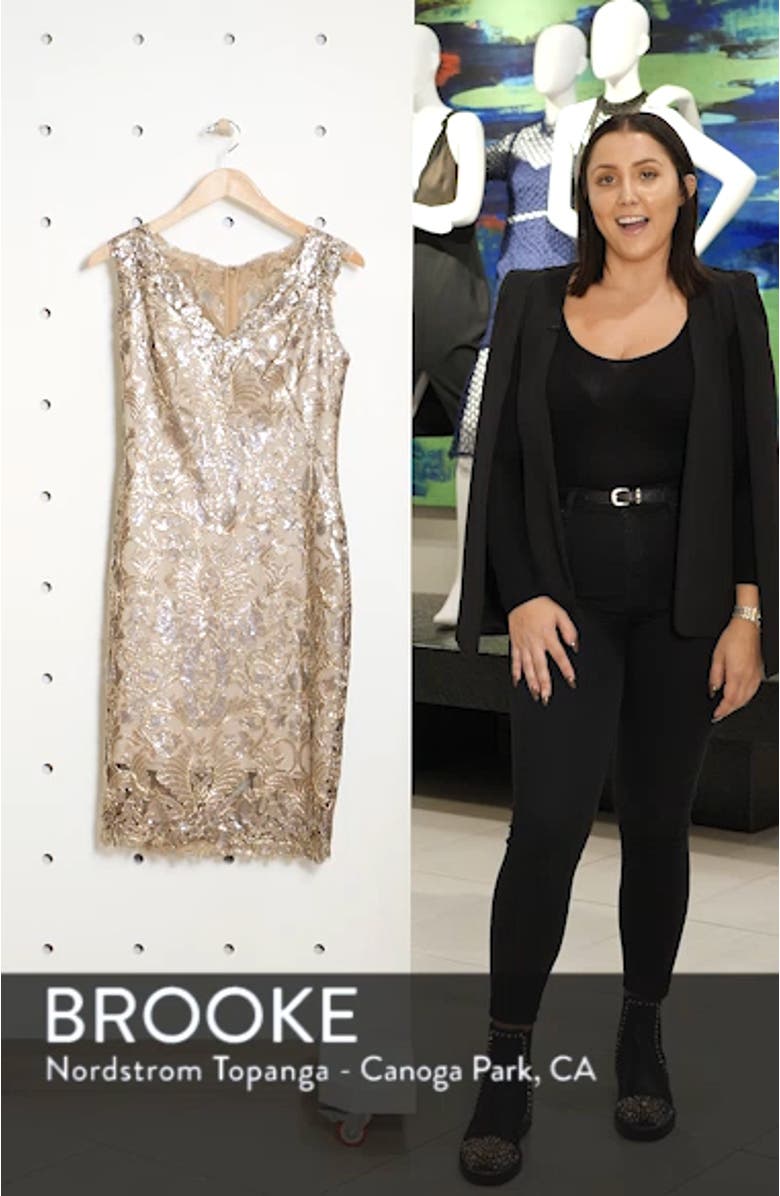 Sequin & Lace Sheath Dress, sales video thumbnail