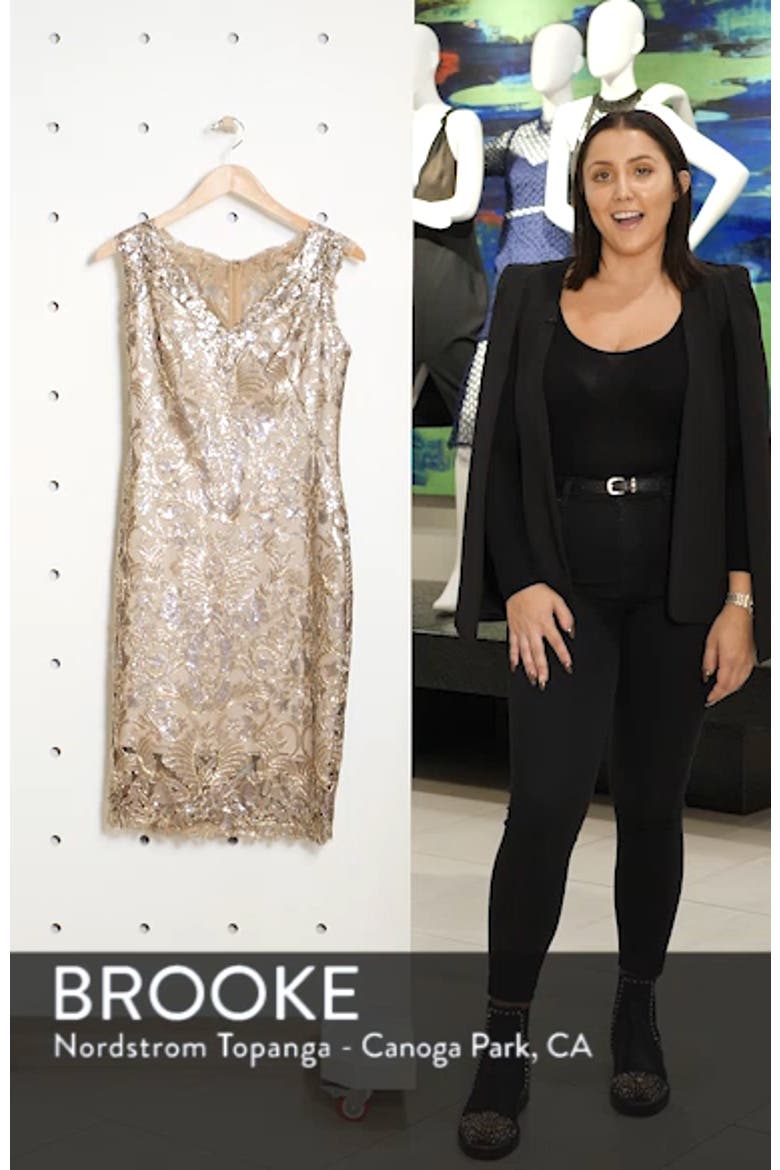 Sequin & Lace Sheath Dress video