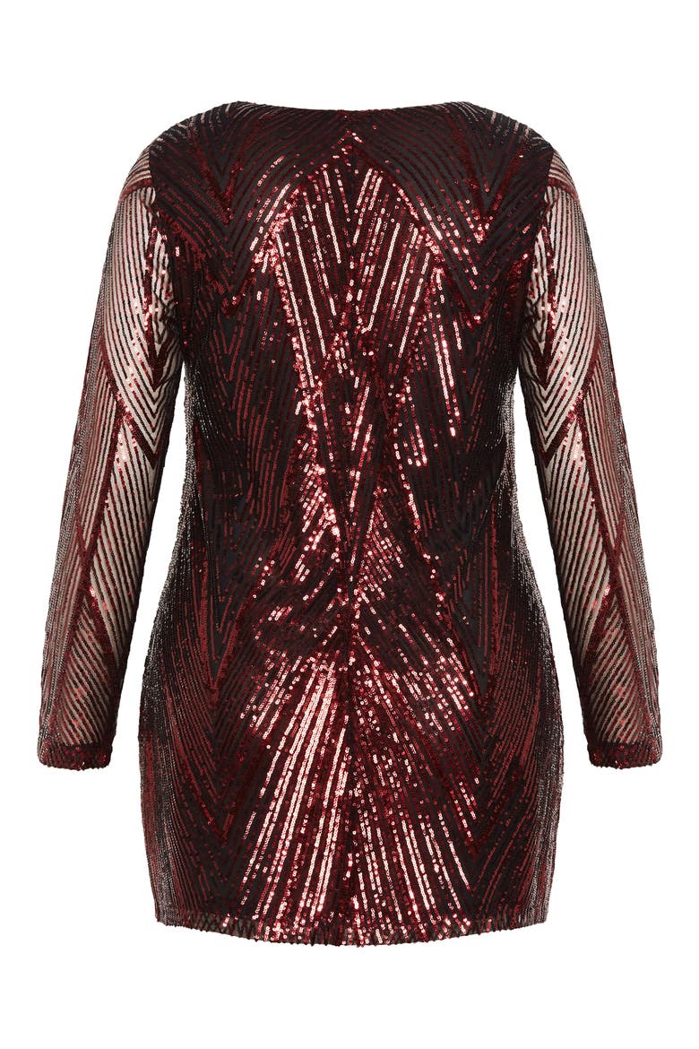 Veda Long Sleeve Sequin Minidress, Alternate, color, RUBY