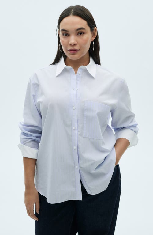 Shop Mango Contrast Trim Woven Shirt In Blue