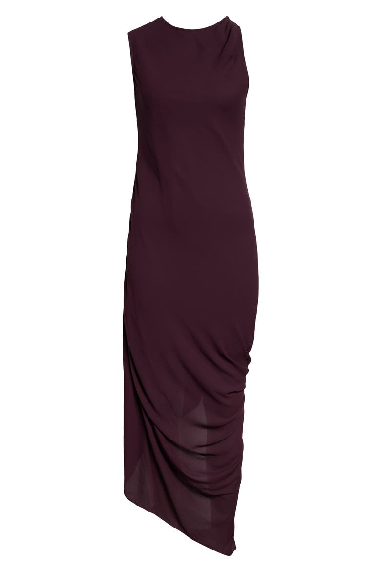 Asymmetric Drape Georgette Midi Dress, Alternate, color, ACAI