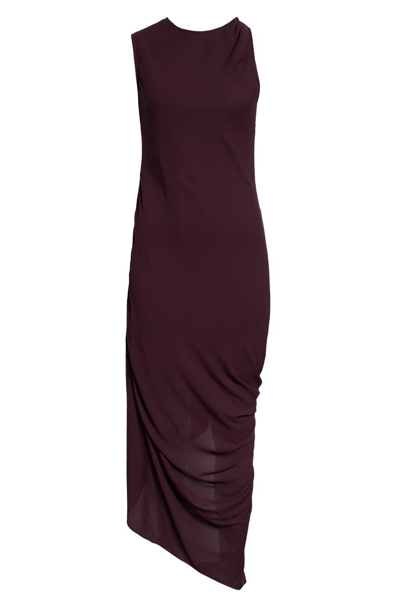 Victoria Beckham Asymmetric Drape Georgette Midi Dress, Alternate, color, Acai