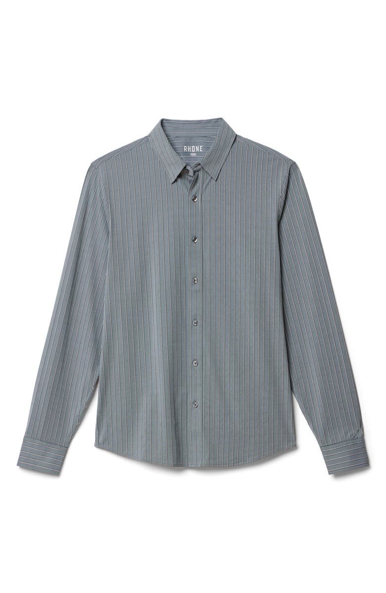 Rhone Commuter Pro Slim Fit Button-Up Shirt, Alternate, color, Pine Wide Stripe