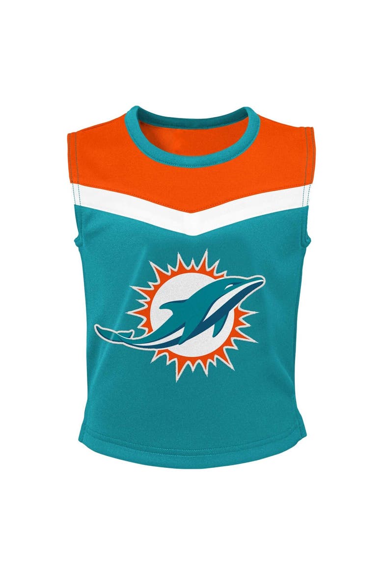 Girls Youth Aqua Miami Dolphins Spirit Two-Piece Cheerleader Set, Alternate, color, Aqua