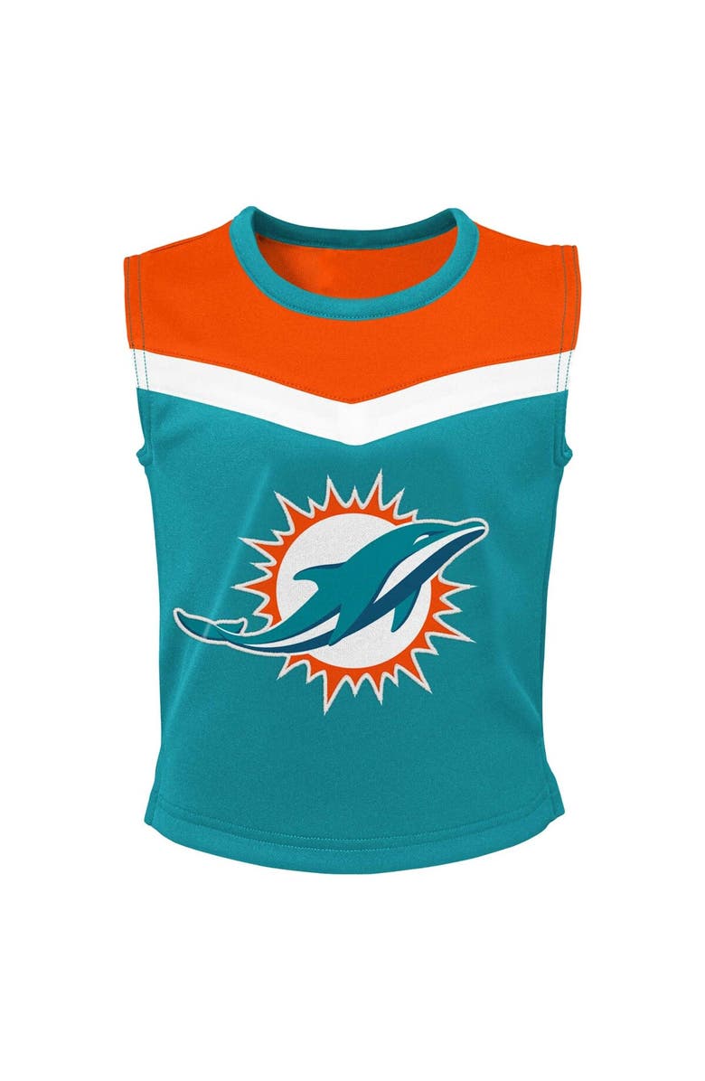 Outerstuff Girls Youth Aqua Miami Dolphins Spirit Two-Piece Cheerleader Set, Alternate, color, Aqua