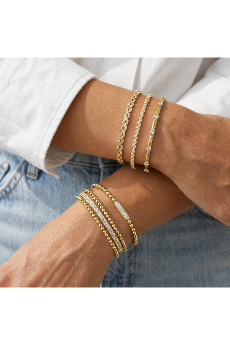 Bezel Set CZ Tennis Bangle, Alternate, color, Gold