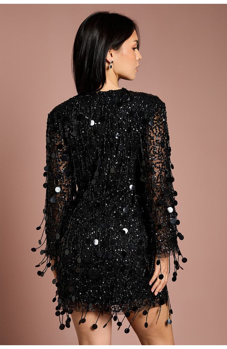 Coast Petite Sequin Tassel Mini Dress, Alternate, color, Black