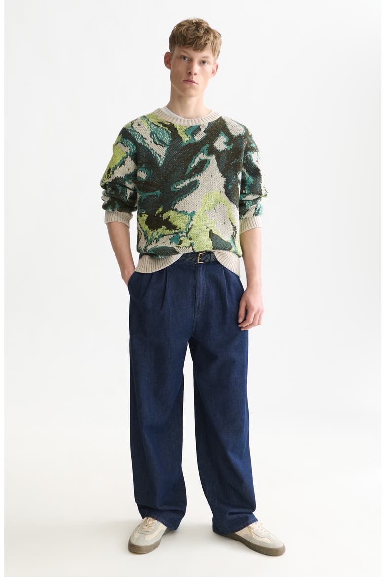 Oversize Floral Watercolor Crewneck Sweater, Alternate, color, WATERCOLOR