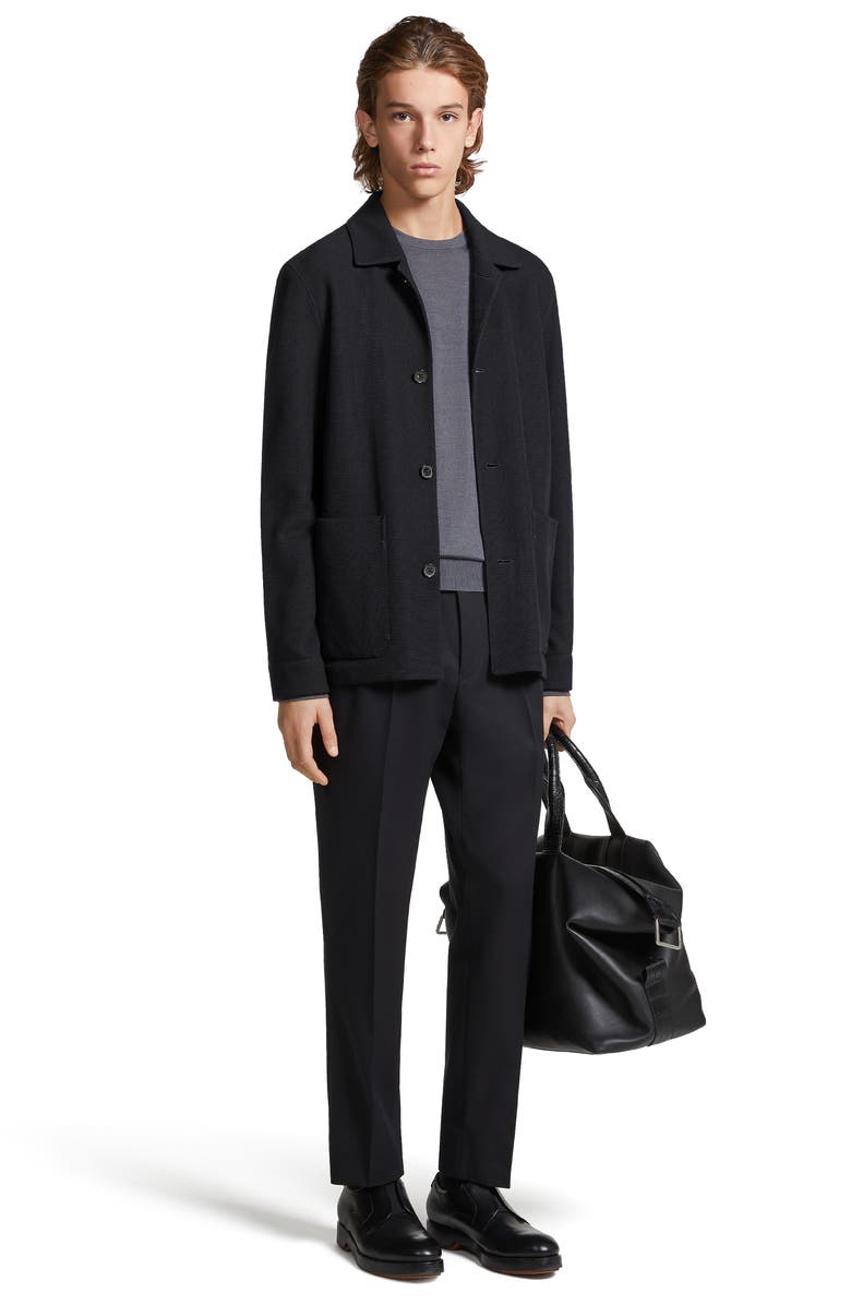 ZEGNA Jerseywear Wool & Silk Chore Jacket, Alternate, color,