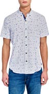 CONSTRUCT Fish Short Sleeve Woven Button Down Shirt