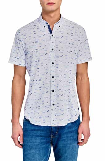 CONSTRUCT Fish Short Sleeve Woven Button Down Shirt