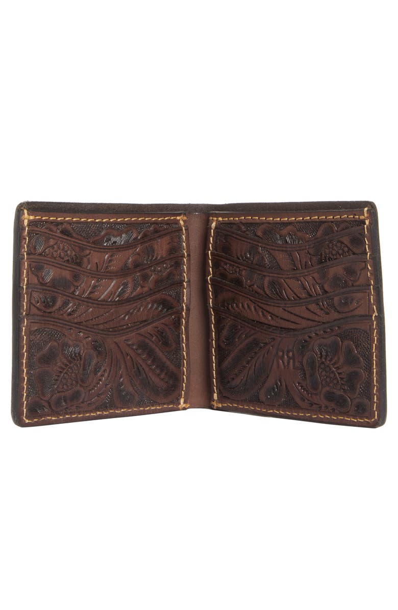 Double RL Hand Tooled Leather Wallet, Alternate, color, Brown