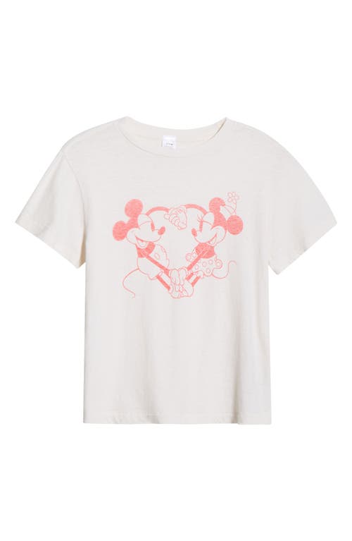 Re/done Classic Disney Mickey & Minnie Heart Hands Graphic T-shirt In White
