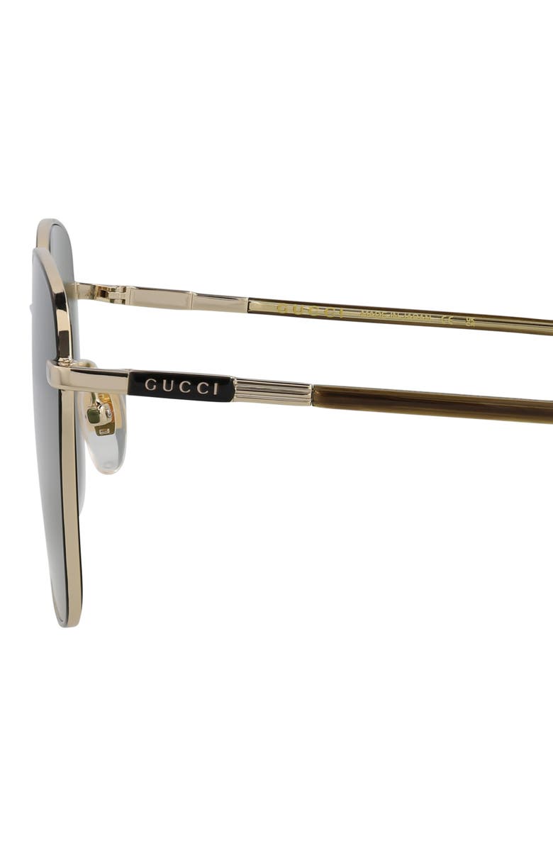 Gucci Novelty 58mm Rectangular Sunglasses, Alternate, color, Gold Havana Green