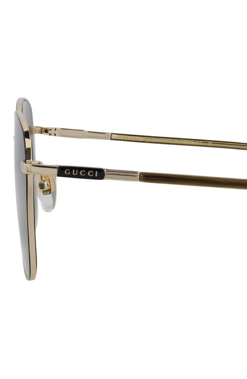 Gucci Novelty 58mm Rectangular Sunglasses In Gold Havana Green
