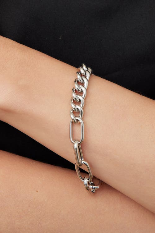 Oradina Sterling Silver Curb Clip Link Connector Clasp Bracelet In Silver