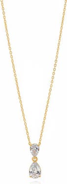 BY ADINA EDEN Lab Grown Diamond Double Pear Bezel Drop Necklace 14K