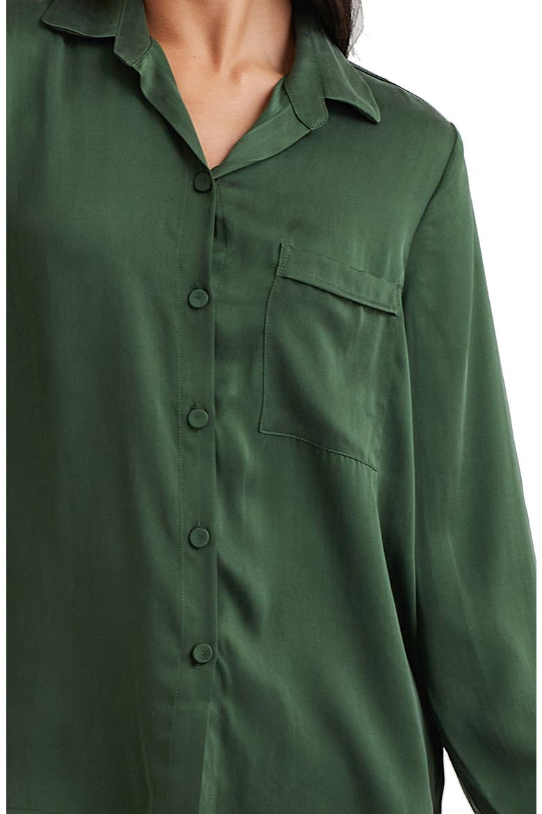 Audrey Mulberry Silk Pajamas, Alternate, color, FOREST GREEN