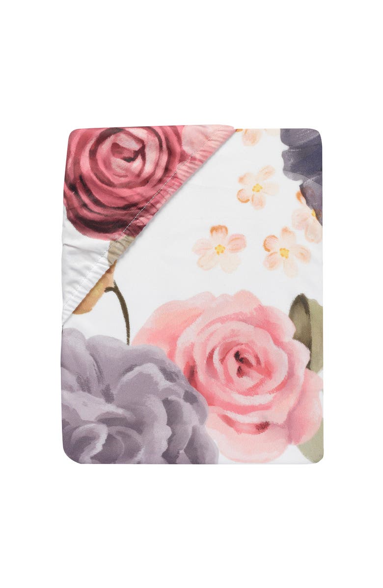 Lambs & Ivy Secret Garden Floral Cotton Baby Fitted Crib Sheet, Alternate, color, 