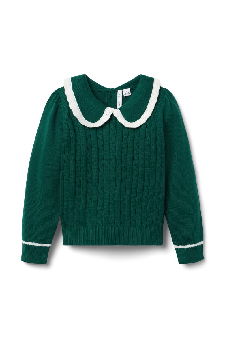 Cable Knit Collared Sweater, Main, color, Green