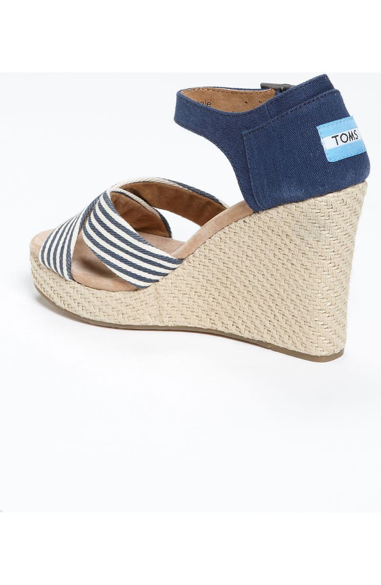 TOMS 'University Stripe' Wedge Sandal, Alternate, color,