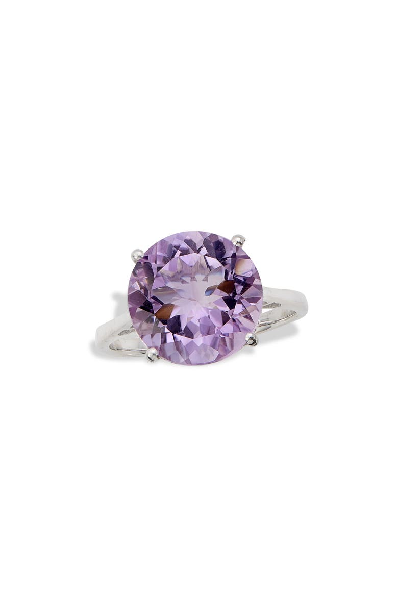 Semiprecious Stone Solitaire Ring, Main, color, SILVER/ AMETHYST