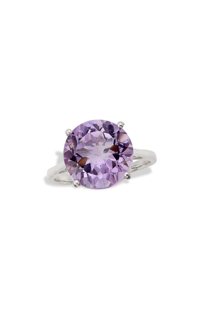 SAVVY CIE JEWELS Semiprecious Stone Solitaire Ring, Main, color, Silver/ Amethyst