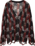 R13 Distressed Kid Mohair & Merino Wool Blend Boyfriend Cardigan