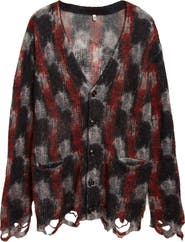 R13 Distressed Kid Mohair & Merino Wool Blend Boyfriend Cardigan