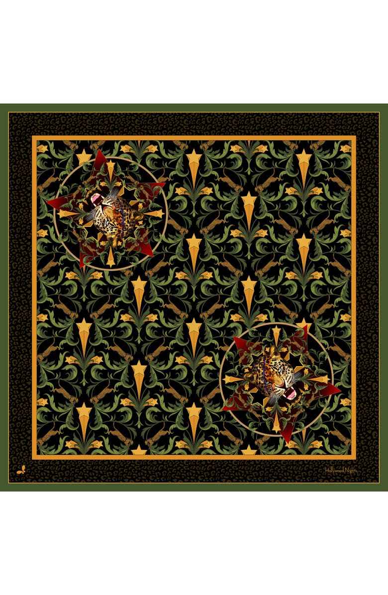 Henelle Large Silk Scarf, Alternate, color, Hollywood Nights