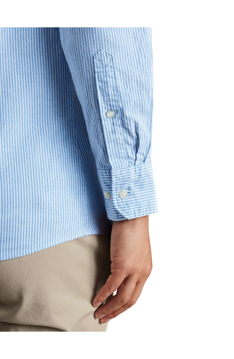 Charles Tyrwhitt Stripe collarless shirt, Alternate, color, Ocean Blue