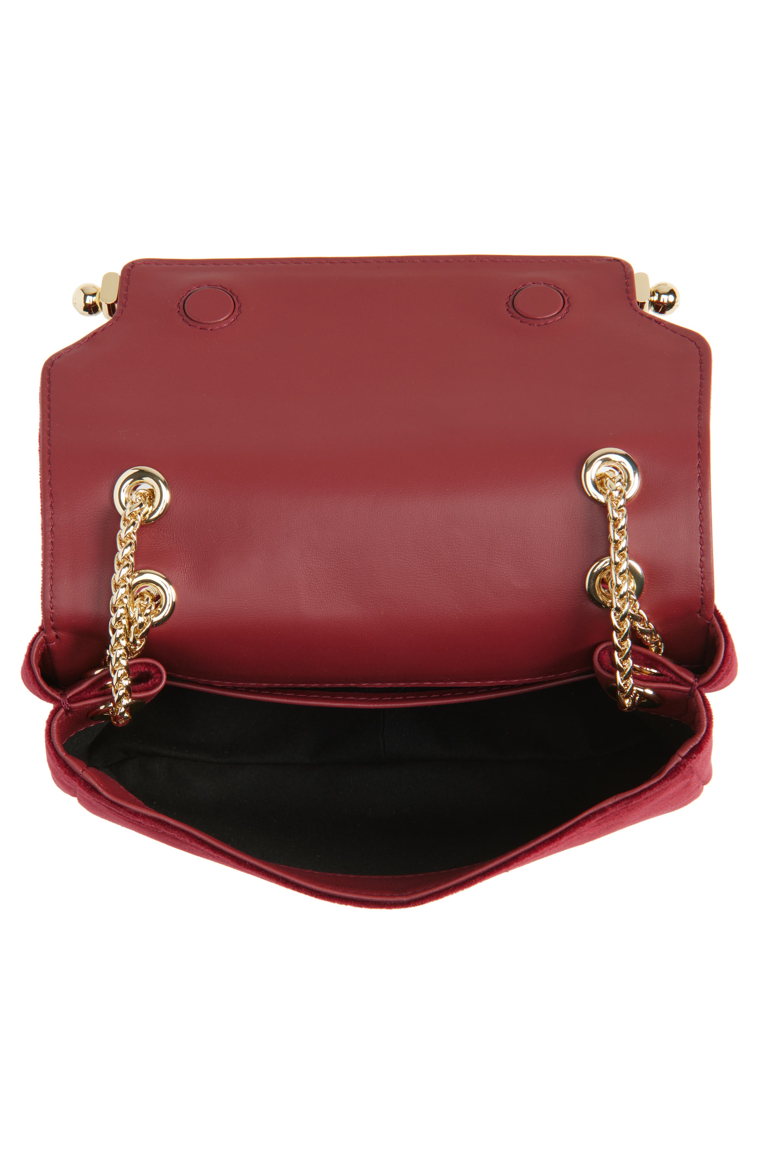 Strathberry x Cinq à Sept Mini East/West Embroidered Velveteen Shoulder Bag, Alternate, color, Bordeaux