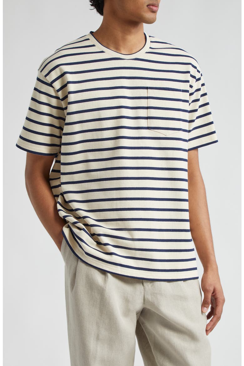 Oversize Cotton Pocket T-Shirt, Main, color, BLUE STRIPES